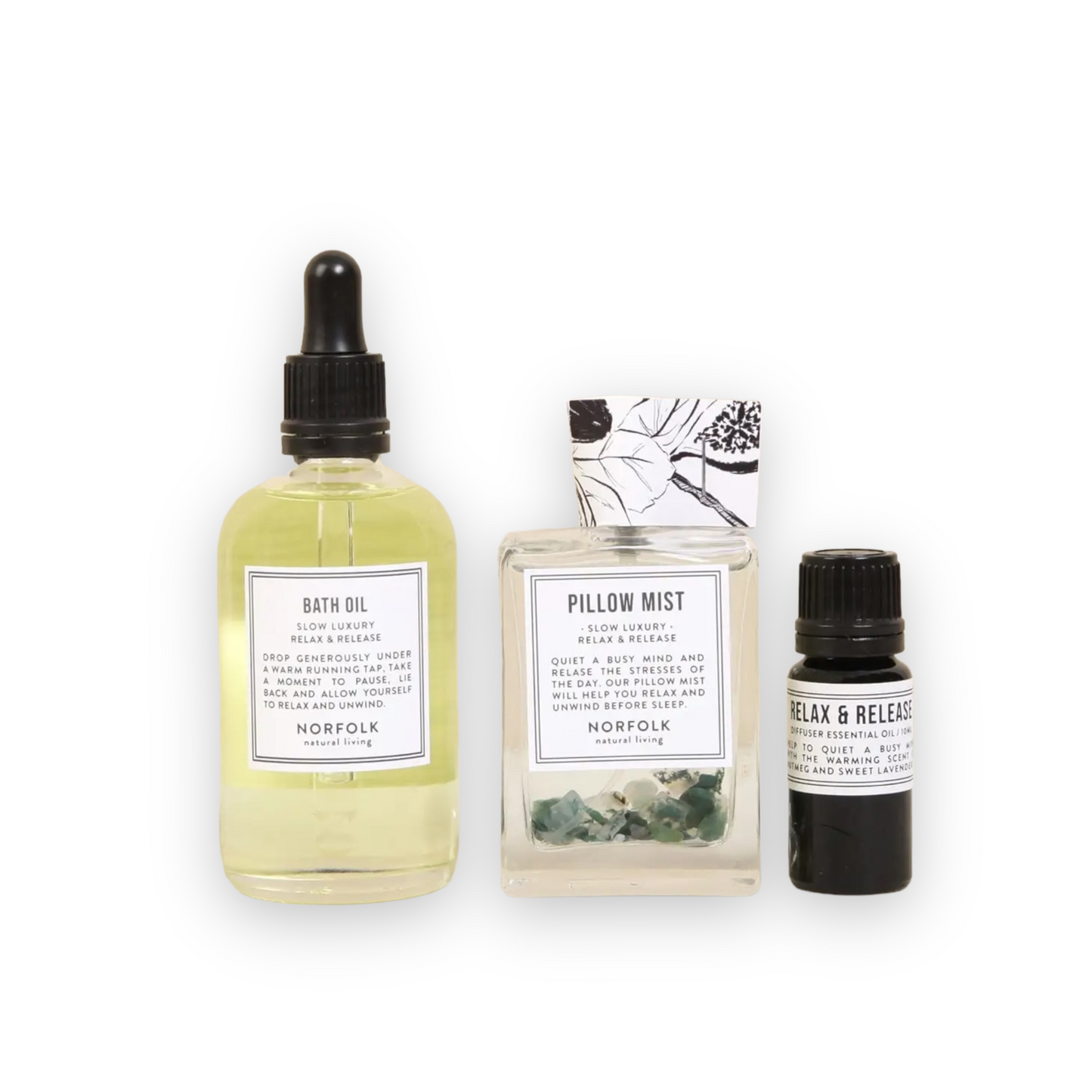 Ultimate Good Night - Deepest Sleep wellness set van Norfolk Natural Living, ontworpen om te helpen ontspannen en om makkelijker in een rustige slaap te vallen, inclusief badolie, diffuser olie en pillow mist.